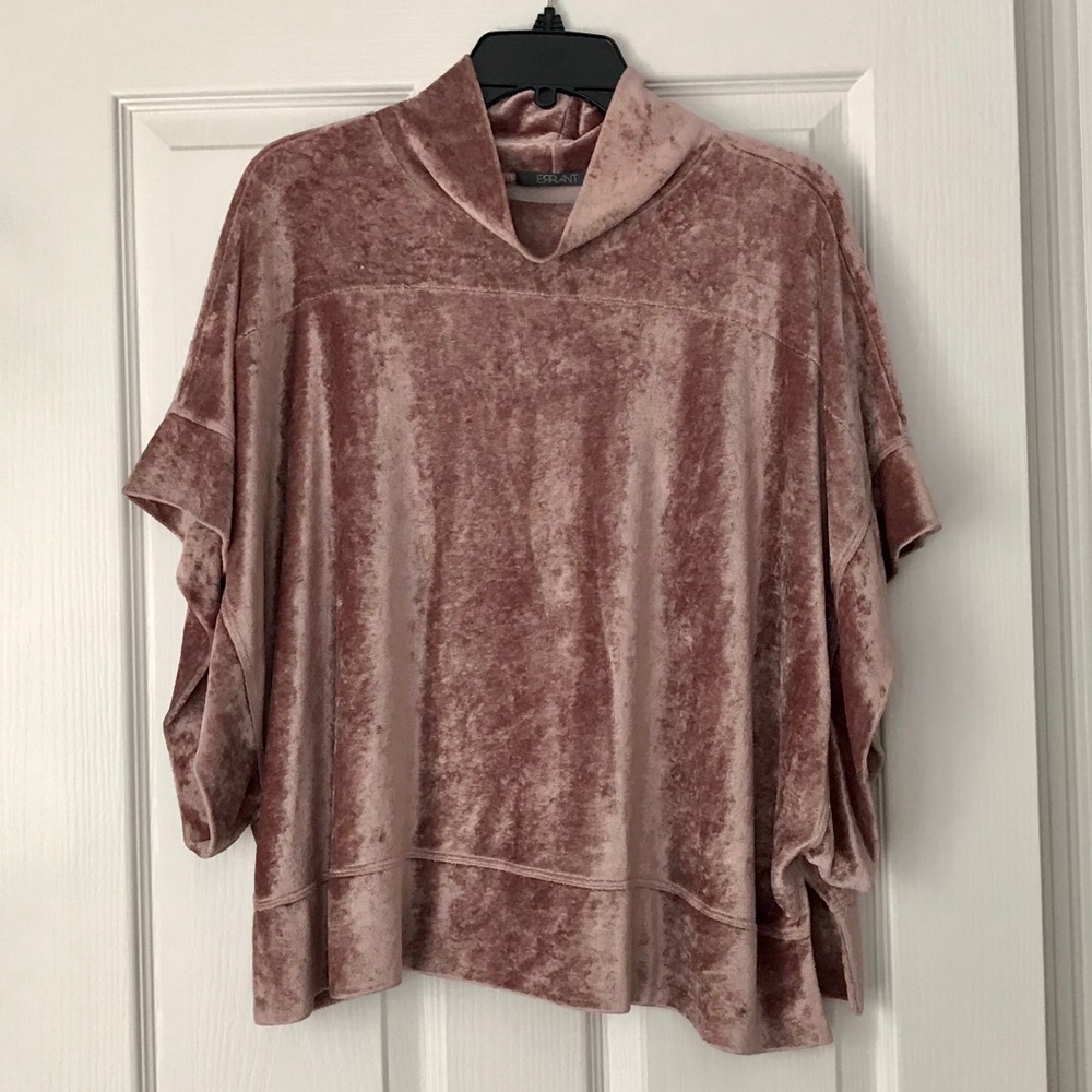 Errant Velvet Poncho Mock Neck Top